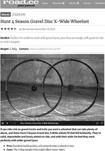 Road.cc 4.5/5 Review - HUNT 4 Season Gravel Disc X-Wide Wheelset