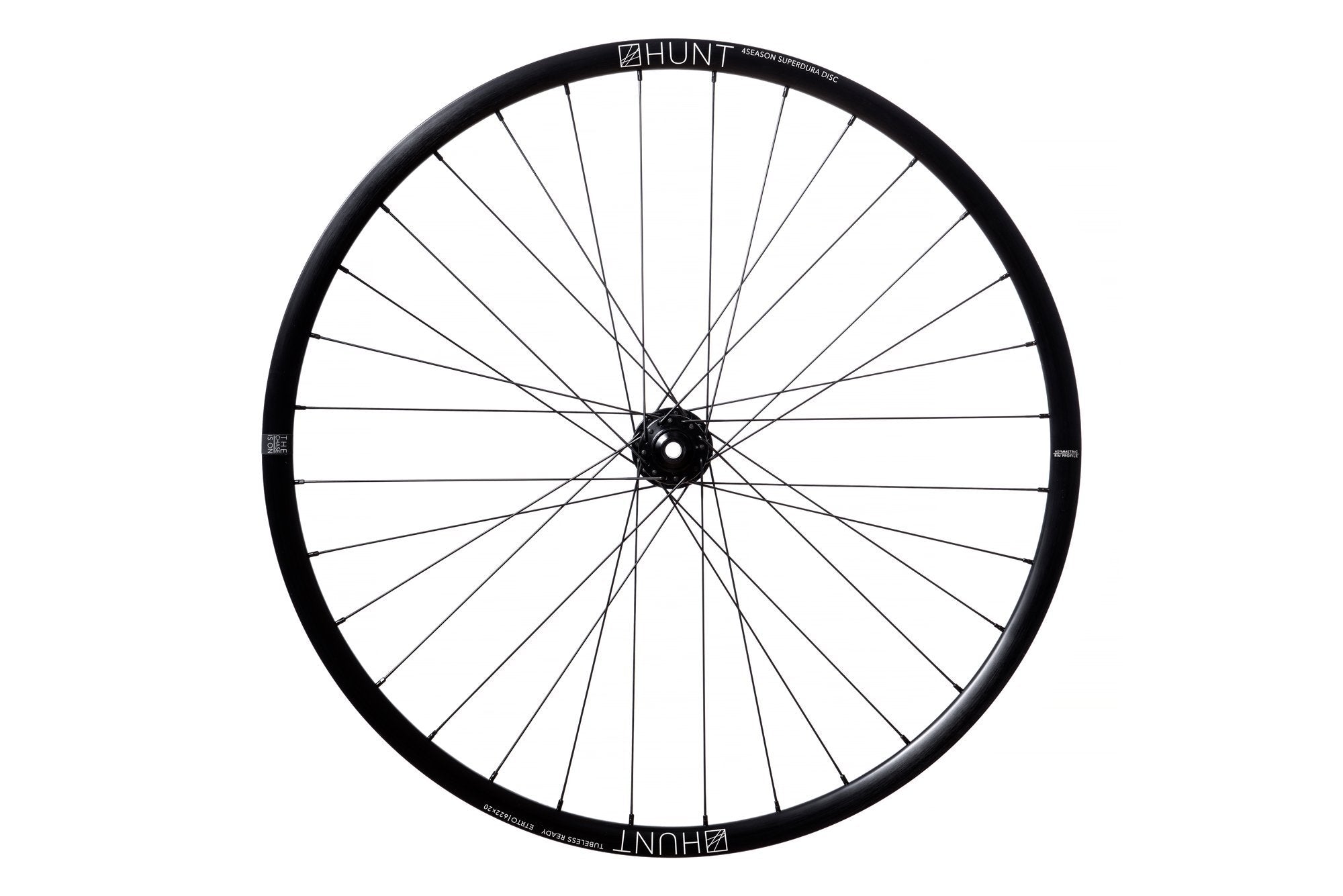 <h1>Rims</h1><i>Extra strong 6069-T6 (+69% tensile strength vs 6061-T6) heat-treated rim, featuring an asymmetric shape, provides balanced higher spoke tensions meaning your spokes stay tight for the long term. The rim profile is disc specific which allows higher-strength to weight as no reinforcement is required for a braking surface. The extra wide rim at 24mm (19mm int) creates a great tyre profile with wider 25-50mm tyres, giving excellent grip and lower rolling resistance.</i>