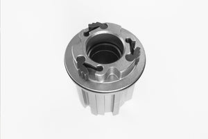 <h1>Freehub Body</h1><i>Featuring a 3 multi-point pawls with 3 teeth each and a 48 tooth ratchet ring results in an impressively low 7.5 degree engagement angle and excellent resistance to wear under heavy loads. The Sprint freehub has strong individual pawl springs which engage quicker. There is also a Steel Spline Insert re-enforcement to provide excellent durability against cassette sprocket damage often seen on standard alloy freehub bodies.</i>