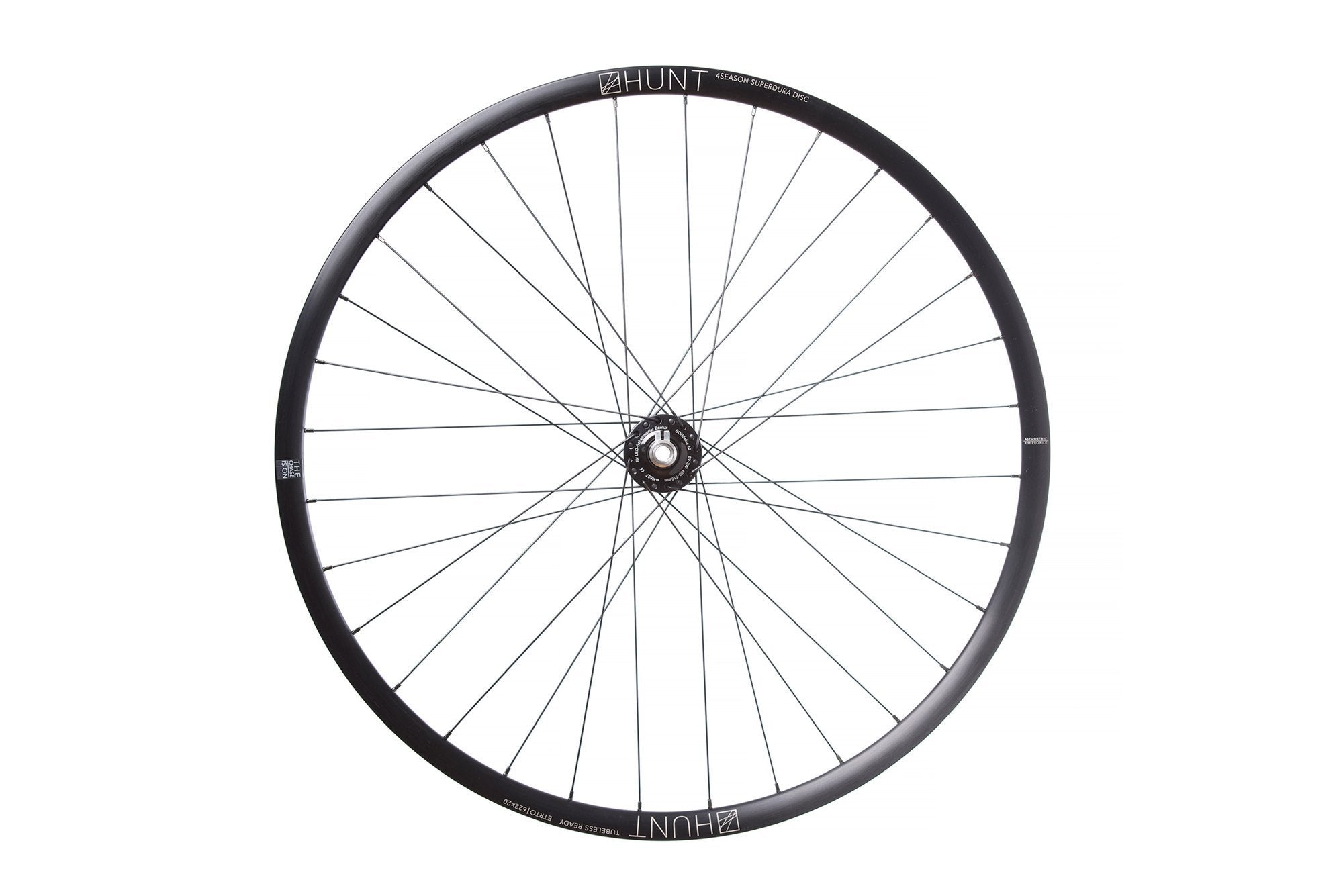 <h1>Rims</h1><i>A strong and lightweight 6061-T6 heat-treated rim features an asymmetric shape which is inverted from front to rear to provide balanced higher spoke tensions meaning your spokes stay tight for the long term. The rim profile is disc specific which allows higher-strength to weight as no reinforcement is required for a braking surface. The extra wide rim at 25mm (20mm internal) which creates a great tyre profile with wider 25-50mm tyres, giving excellent grip and lower rolling resistance.</i>