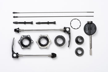 <h1>In the Box</h1><ul><li>Hunt Black Shield tubeless tape fitted to wheels.</li><li>The axle adapters needed for your bike, just fill in the simple form shown after order completion, the form is also included in your order confirmation page.</li><li>Cassette spacer for 8/9/10 speed</li><li>Tubeless Valves</li><li>Pair 6 bolt disc adapters</li><li>Spare of each spoke plus nipples</li><li>Quality control card signed by your wheel builder</li></ul>